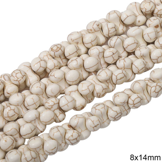 Picture of 1 Packet (Approx 65 PCs/Packet) Howlite ( Synthetic ) Beads For DIY Charm Jewelry Making Bone White About 8mm x 14mm