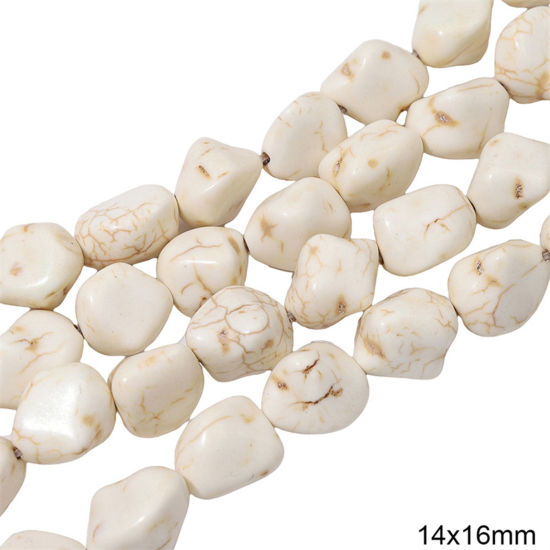 Picture of 1 Packet (Approx 25 PCs/Packet) Howlite ( Synthetic ) Beads For DIY Charm Jewelry Making Irregular White About 14mm x 16mm