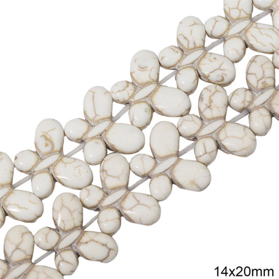 Picture of 1 Packet (Approx 35 PCs/Packet) Howlite ( Synthetic ) Beads For DIY Charm Jewelry Making Butterfly Animal White About 14mm x 20mm