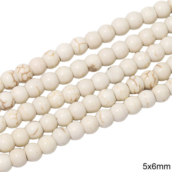 Picture of 1 Packet (Approx 65 PCs/Packet) Howlite ( Synthetic ) Beads For DIY Charm Jewelry Making Abacus White About 5mm x 6mm