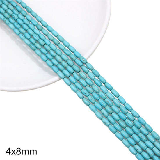 Picture of 1 Packet (Approx 47 PCs/Packet) Turquoise ( Synthetic ) Beads For DIY Charm Jewelry Making Rice Grain Green About 4mm x 8mm, Hole: Approx 1mm