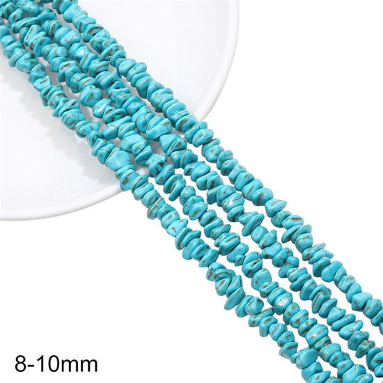 Picture of 1 Packet (Approx 94 PCs/Packet) Turquoise ( Synthetic ) Beads For DIY Charm Jewelry Making Chip Beads Green About 8mm x 10mm, Hole: Approx 1mm