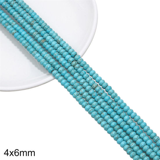 Picture of 1 Packet (Approx 91 PCs/Packet) Turquoise ( Synthetic ) Beads For DIY Charm Jewelry Making Abacus Green About 4mm x 6mm, Hole: Approx 1mm