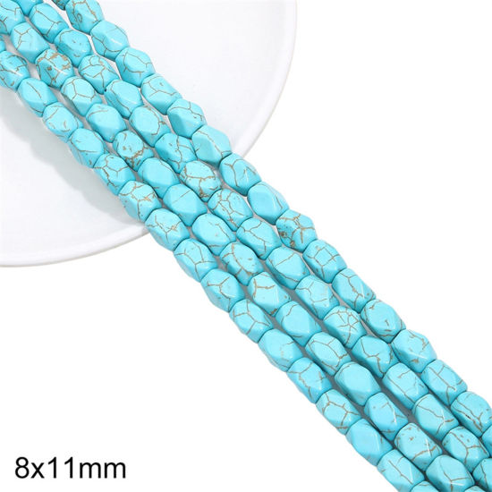 Picture of 1 Packet (Approx 32 PCs/Packet) Turquoise ( Synthetic ) Beads For DIY Charm Jewelry Making Rectangle Green About 8mm x 11mm, Hole: Approx 1mm