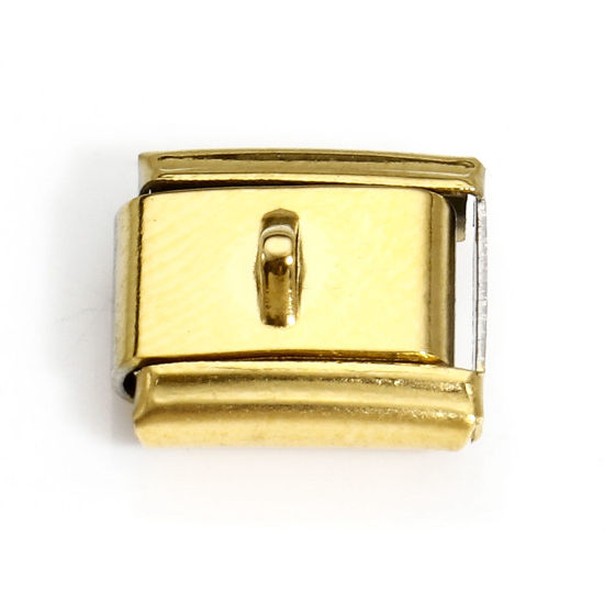 Image de 10 Pcs Bracelet à Maillons Breloques Italiens Accessories de Fabrication de Bracelets Bijoux DIY en 304 Acier Inoxydable Doré Rectangle avec Boucle 10mm x 9mm