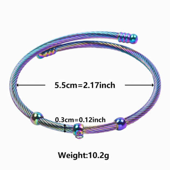 Picture of 1 Piece Vacuum Plating 304 Stainless Steel Expandable Bangles Bracelets Round Rainbow Color Plated Adjustable 23cm(9") long