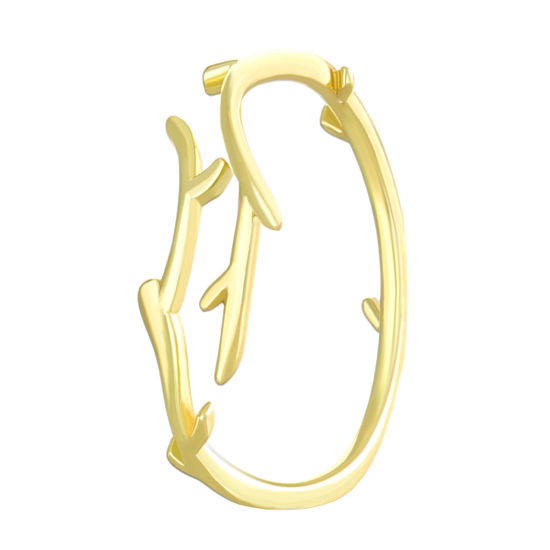 Picture of 1 Piece Brass Ins Style Open Adjustable Rings Branch Gold Plated 17mm(US Size 6.5)                                                                                                                                                                            