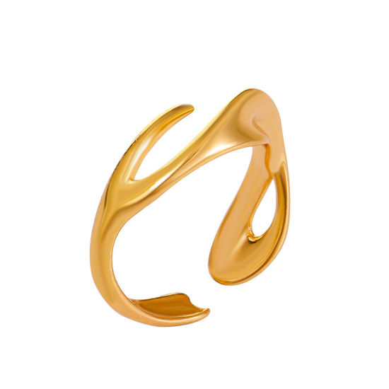 Picture of 1 Piece Brass Ins Style Open Adjustable Rings Branch KC Gold Plated 17mm(US Size 6.5)                                                                                                                                                                         