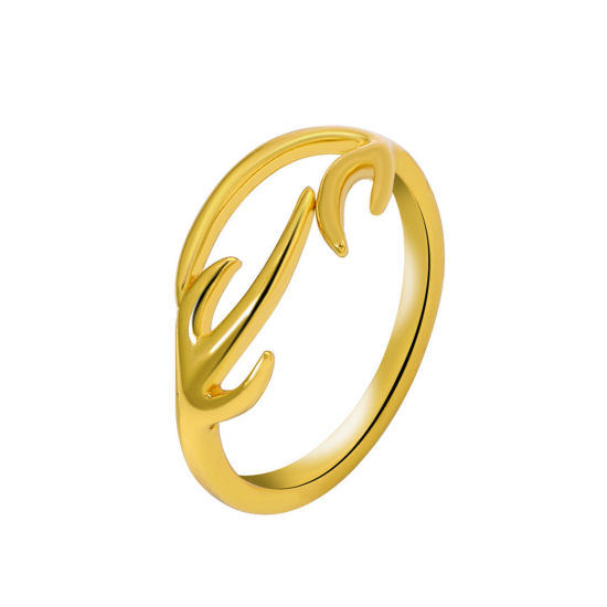 Picture of 1 Piece Brass Ins Style Unadjustable Rings Branch Gold Plated 17mm(US Size 6.5)                                                                                                                                                                               