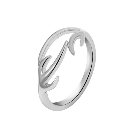 Picture of 1 Piece Brass Ins Style Unadjustable Rings Branch Platinum Plated 17mm(US Size 6.5)                                                                                                                                                                           