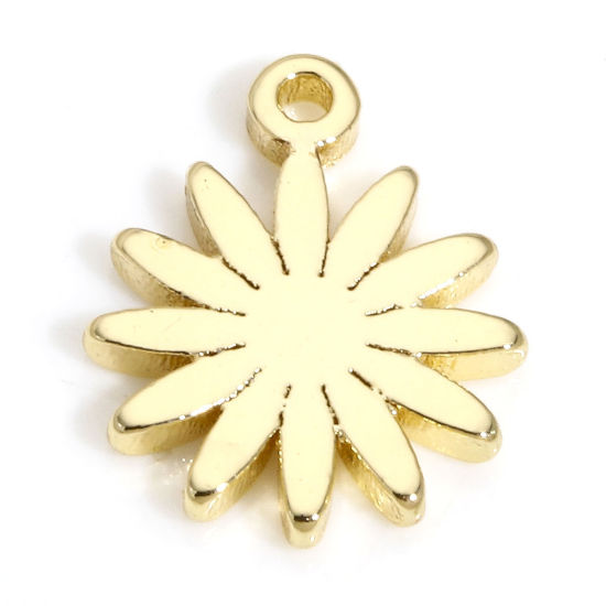 Picture of 5 PCs Brass Charms 14K Real Gold Plated Daisy Flower 10mm x 8mm