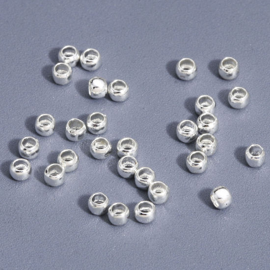 Picture of 100 PCs Brass Knot Cover Crimp Beads For DIY Jewelry Making Findings Round Disc 925 Sterling Silver Plated