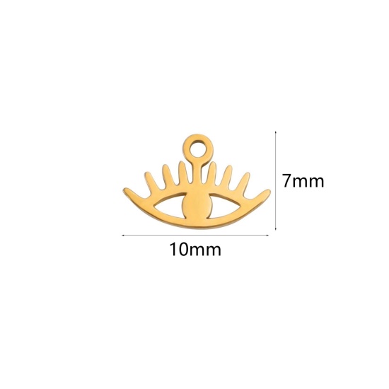 Immagine di 5 Pz 304 Acciaio Inossidabile Charms Occhi Oro Placcato Filigrana 10mm x 7mm
