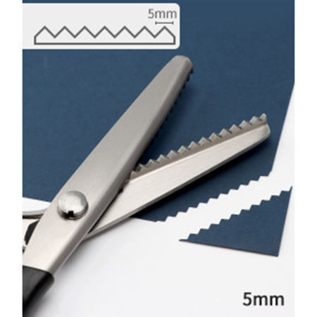 Picture of Stainless Steel & Plastic Triangle Teeth Lace Cloth Crafts Dressmaking Zig Zag Cut Tailor's Scissors Sewing Shears Silver Tone Black 23.5cm x 8.8cm