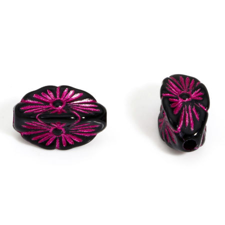 Picture of Acrylic Retro Beads For DIY Jewelry Making Black Rose Flower Beauty Lady Corrosion
