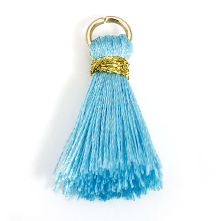 Image de 20 Pcs Breloques Franges en Polyester Bleu avec Boucle 24mm