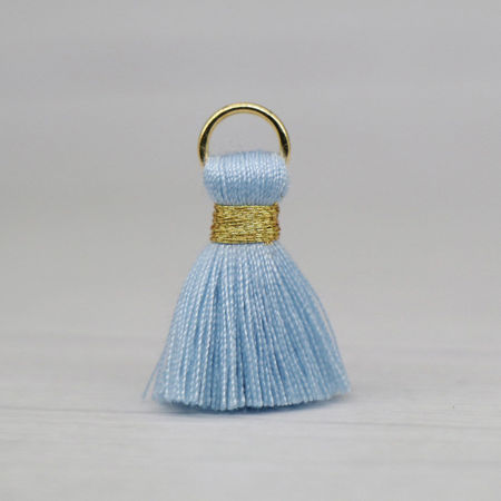 Image de 20 Pcs Breloques Franges en Polyester Bleu Clair avec Boucle 24mm