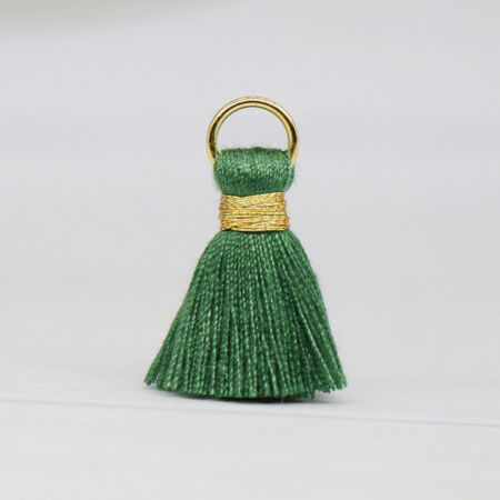 Image de 20 Pcs Breloques Franges en Polyester Vert Foncé avec Boucle 24mm