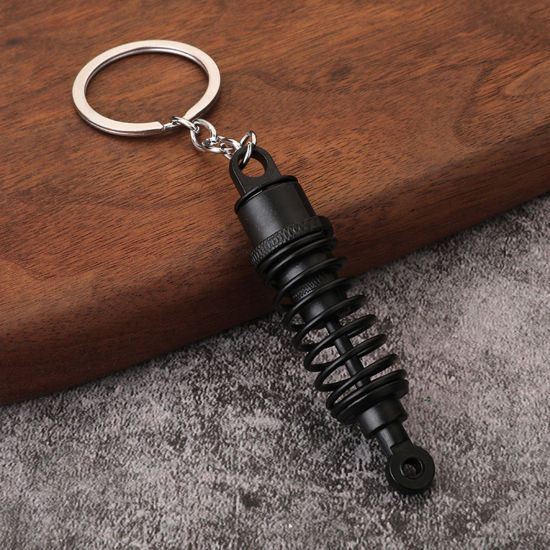 Picture of 1 Piece Punk Keychain & Keyring Black Car Tuning Part Spring Shock Absorber 12cm