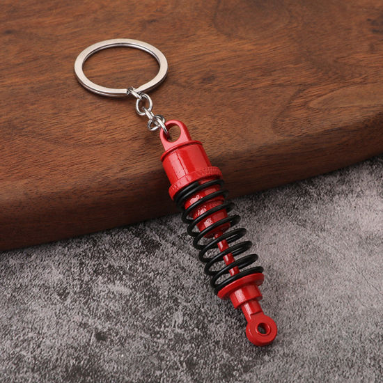 Bild von 1 Stück Punk Schlüsselkette & Schlüsselring Rot Auto-Tuning-Teil, Feder-Stoßdämpfer 12cm
