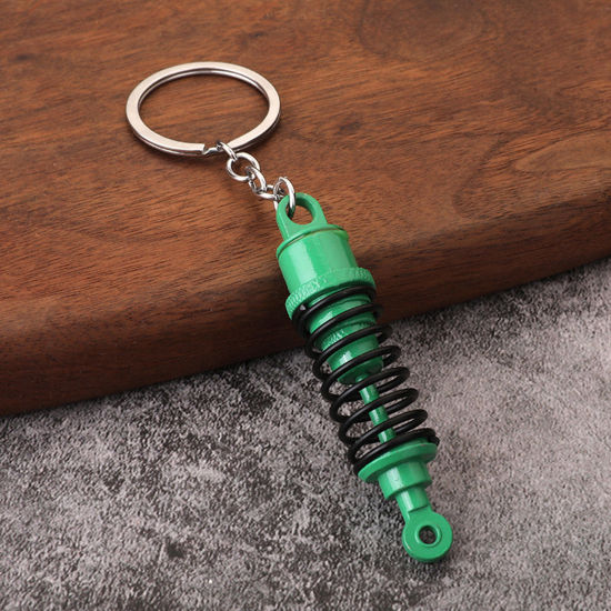 Picture of 1 Piece Punk Keychain & Keyring Green Car Tuning Part Spring Shock Absorber 12cm