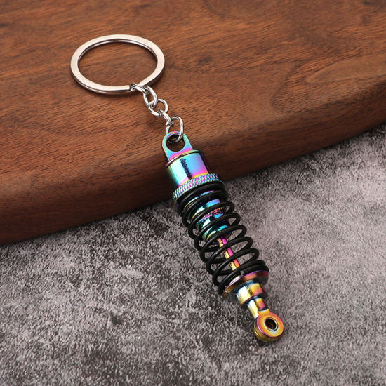 Picture of 1 Piece Punk Keychain & Keyring Multicolor Car Tuning Part Spring Shock Absorber 12cm