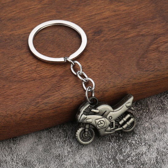 Bild von 1 Stück Punk Schlüsselkette & Schlüsselring Antik Zinn Motorrad 8cm