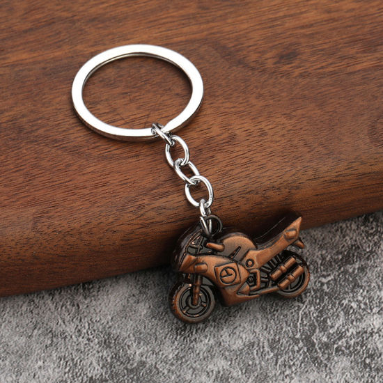 Picture of 1 Piece Punk Keychain & Keyring Antique Copper Motorcycle 8cm