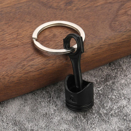 Image de 1 Pièce Porte-Clés Punk Noir Piston Modifié par Moteur de Voiture 7cm