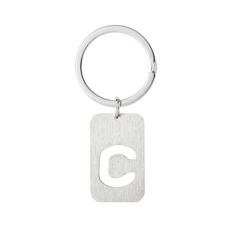 Image de 1 Pièce Porte-Clés L'Obtention du Diplôme en 201 Acier Inoxydable Argent Mat Rectangle Alphabet Initial/ Lettre Majuscule Mots" C " Creux 6cm