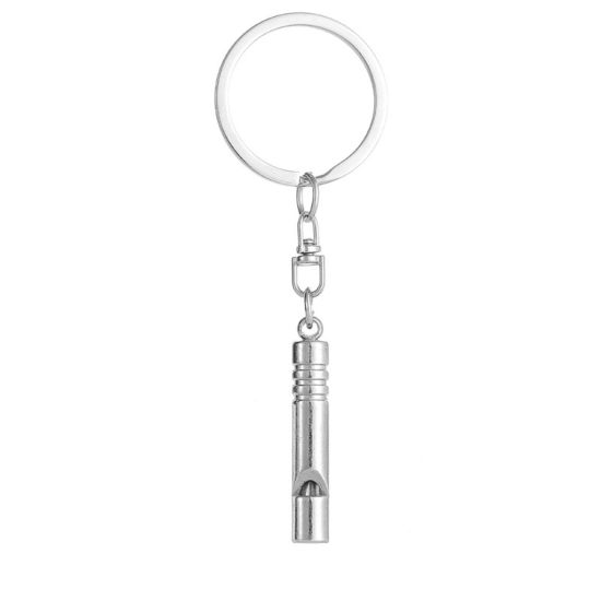 Bild von 1 Stück Stilvoll Schlüsselkette & Schlüsselring Silberfarbe Pfeife 8cm