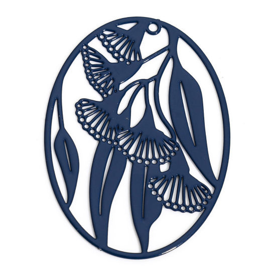 Immagine di 10 Pz Lega di Ferro Filigree Stamping Ciondoli Grigio Ovale Foglia Filigrana 4.1cm x 2.9cm