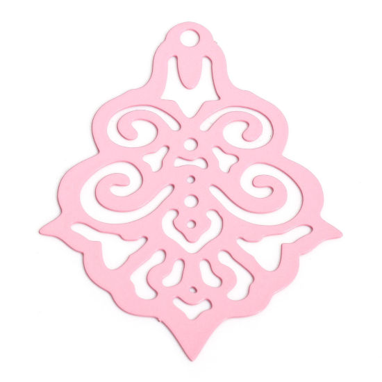 Immagine di 10 Pz Lega di Ferro Filigree Stamping Ciondoli Rosa Petalo Filigrana 4cm x 3.3cm