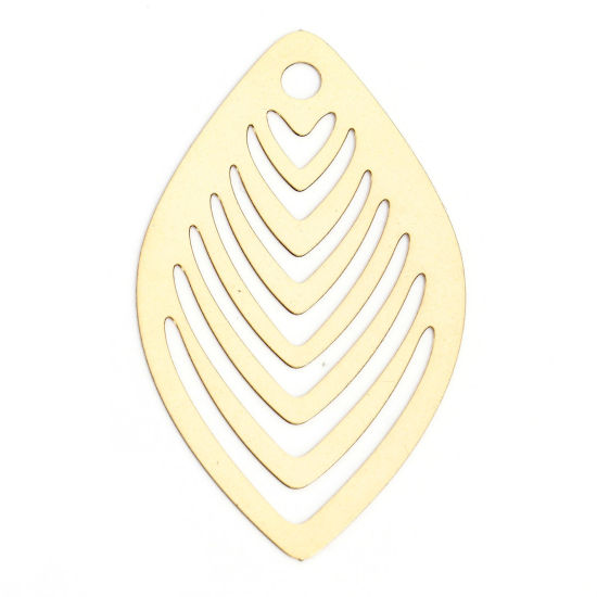 Immagine di 10 Pz Lega di Ferro Filigree Stamping Ciondoli KC Placcato Oro Foglia Striscia Filigrana 4.1cm x 2.4cm