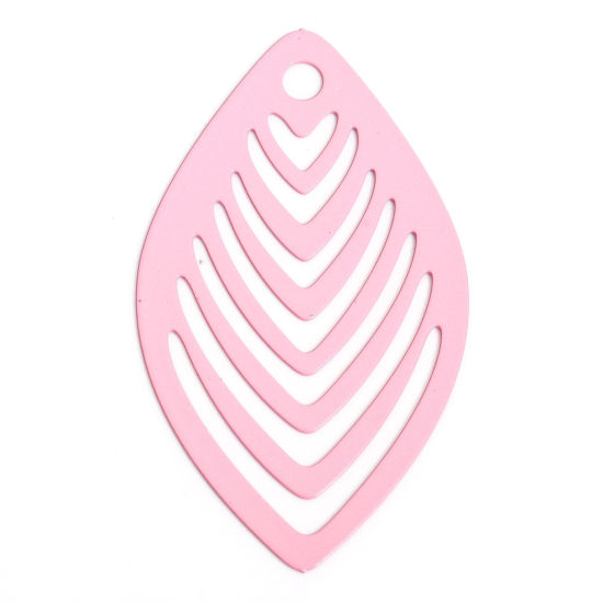 Immagine di 10 Pz Lega di Ferro Filigree Stamping Ciondoli Rosa Foglia Striscia Filigrana 4.1cm x 2.4cm