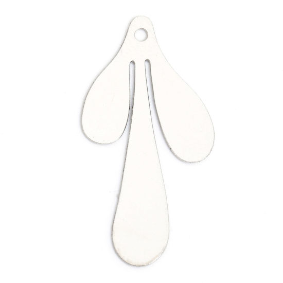 Imagen de 20 Unidades Hierro Filigrana Estampación Colgantes Charms Tono de Plata Gota Hoja 26mm x 13mm