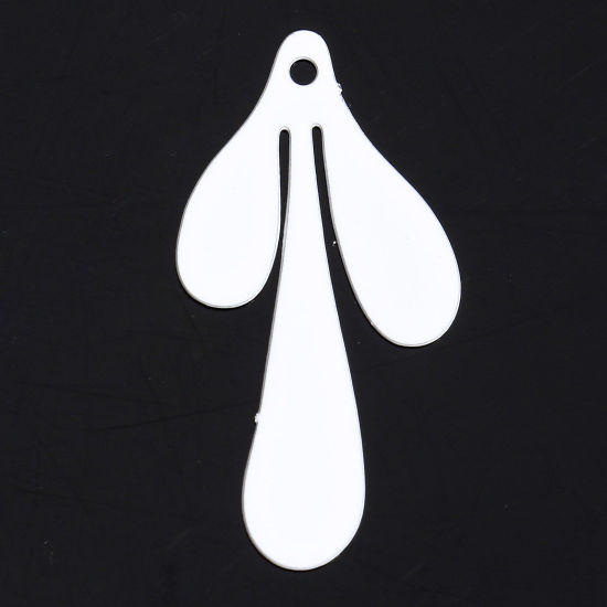 Imagen de 20 Unidades Hierro Filigrana Estampación Colgantes Charms Blanco Gota Hoja 26mm x 13mm