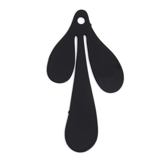 Imagen de 20 Unidades Hierro Filigrana Estampación Colgantes Charms Negro Gota Hoja 26mm x 13mm