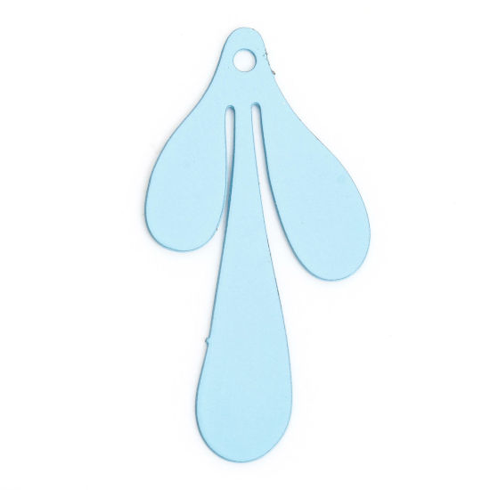 Imagen de 20 Unidades Hierro Filigrana Estampación Colgantes Charms Azul Gota Hoja 26mm x 13mm