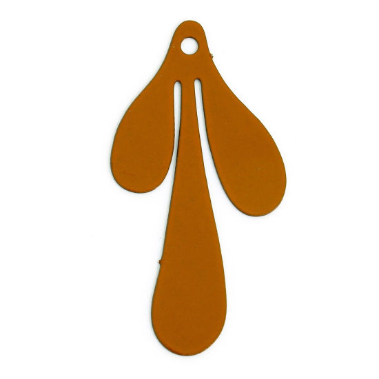 Imagen de 20 Unidades Hierro Filigrana Estampación Colgantes Charms Naranja Oscuro Gota Hoja 26mm x 13mm