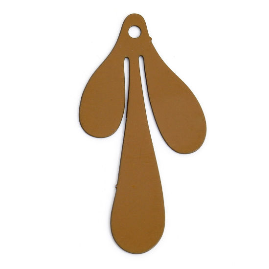 Imagen de 20 Unidades Hierro Filigrana Estampación Colgantes Charms Café Claro Gota Hoja 26mm x 13mm
