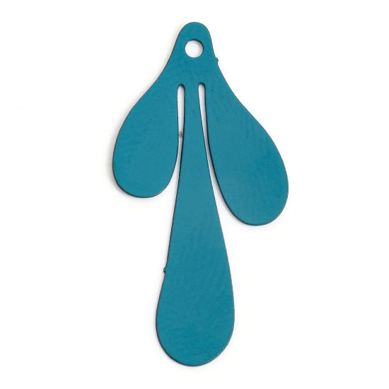 Imagen de 20 Unidades Hierro Filigrana Estampación Colgantes Charms Azul Pavo Gota Hoja 26mm x 13mm