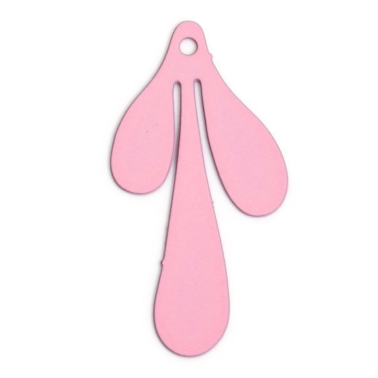 Imagen de 20 Unidades Hierro Filigrana Estampación Colgantes Charms Rosado Gota Hoja 26mm x 13mm