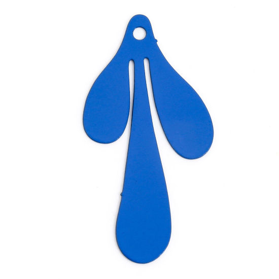 Imagen de 20 Unidades Hierro Filigrana Estampación Colgantes Charms Azul Marino Gota Hoja 26mm x 13mm