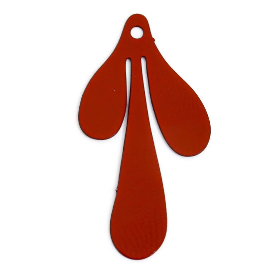Imagen de 20 Unidades Hierro Filigrana Estampación Colgantes Charms Rojo Gota Hoja 26mm x 13mm