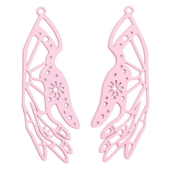 Immagine di 20 Pz Lega di Ferro Filigree Stamping Ciondoli Rosa Mani Filigrana 4.5cm x 1.5cm