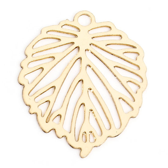 Imagen de 50 Unidades Hierro Filigrana Estampación Colgantes Charms KC Dorado Hoja Hueco 15mm x 12mm