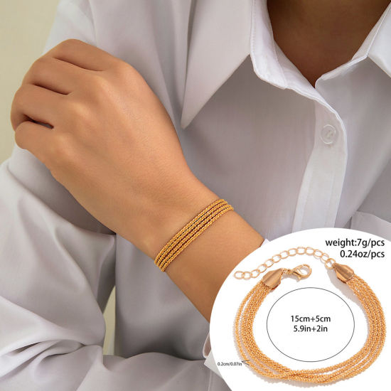 Bild von 1 Strang Messing Ins Stil Mehrschichtiges Armband Streifen Vergoldet 15cm lang