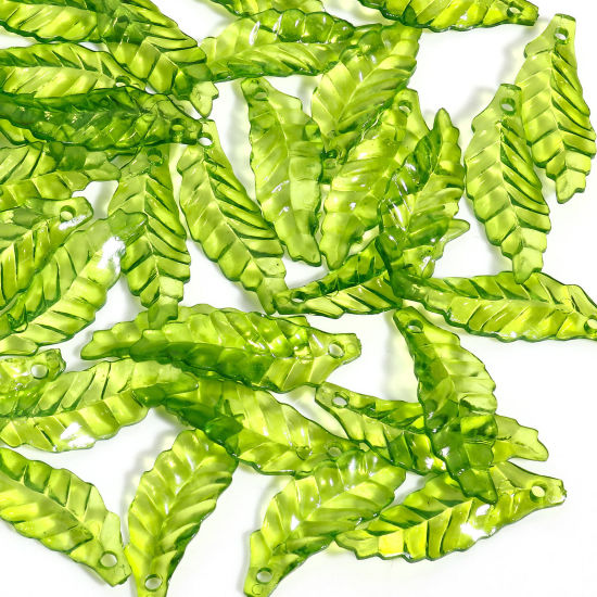 Изображение 100 ШТ Акриловые Подвески Лист Зеленый Прозрачный 29мм x 10мм