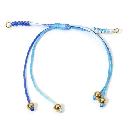 5 本 テリレン 編組 アジャスタブルスライダーの半完成品 DIY 手作り ハンドメイド ジュエリー作り アクセサリーパーツ 青 調整可能 24cm長さ、 の画像